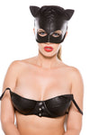 Black Faux Leather Cat Mask One Size