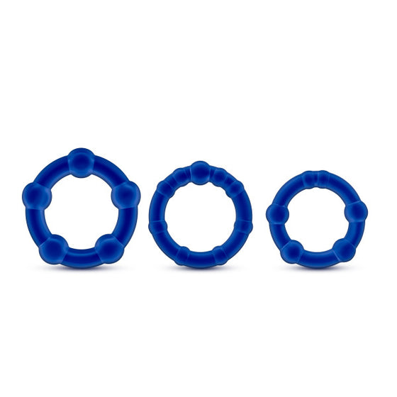 Stay Hard Beaded Cockrings 3 Pieces Set Blue
