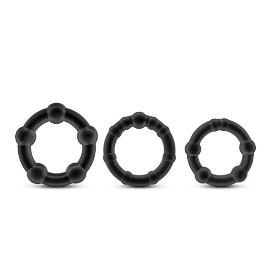 Stay Hard Beaded Cockrings 3 Pieces Black