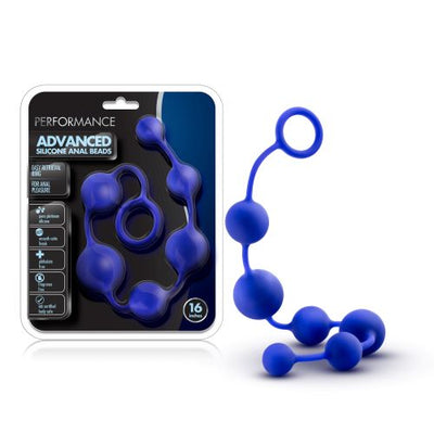 Performance 16in Silicone Anal Beads Indigo