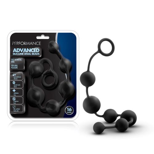 Performance 16in Silicone Anal Beads Black