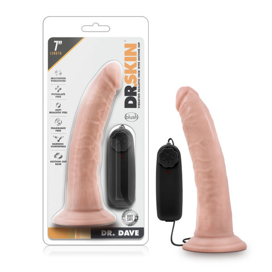 Dr. Skin Dr. Dave 7in Vibrating Cock With Suction Cup Vanilla