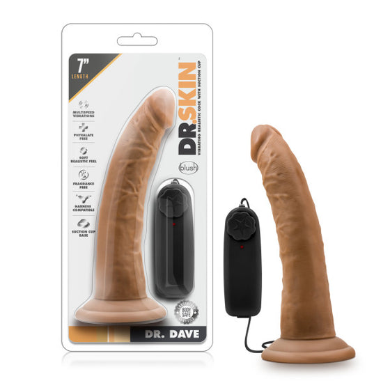 Dr. Skin Dr. Dave 7in Mocha Vibrating Cock With Suction Cup