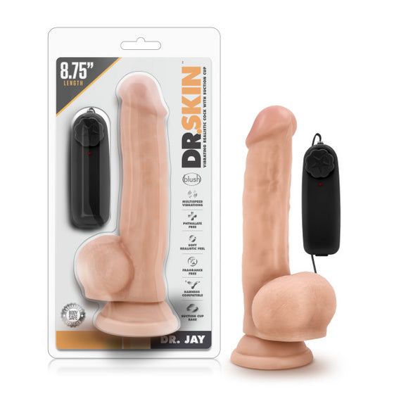 Dr. Skin Dr. Jay 8.75in Vibrating Cock With Suction Cup Vanilla