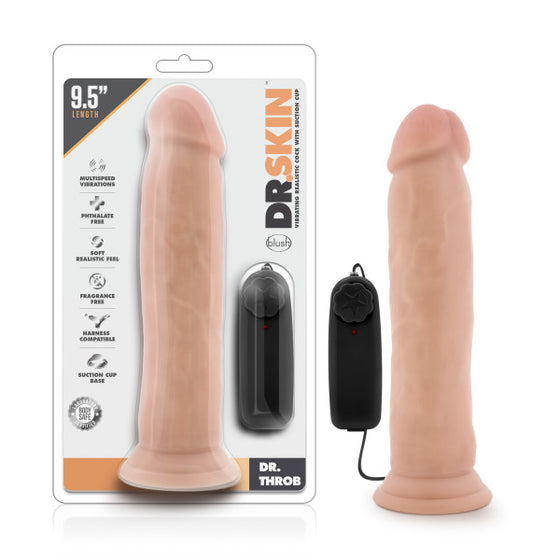 Dr. Skin Dr. Throb 9.5in Vibrating Cock With Suction Cup Vanilla