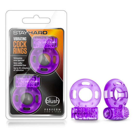 Stay Hard Vibrating Cock Rings 2 Pack Purple