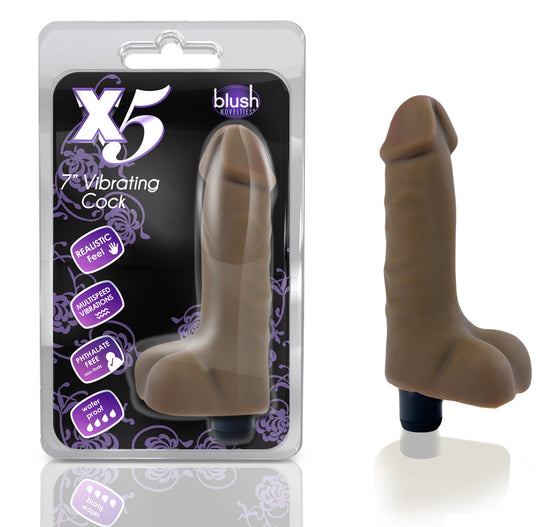 X5 7in Vibrator Cock Brown