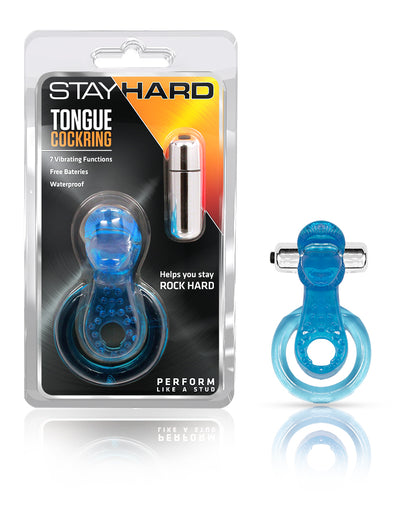 Tongue 7 Speed Vibrating Cockring Blue