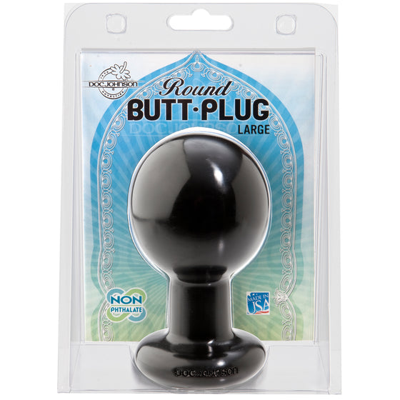 Round Butt Plug Large Black