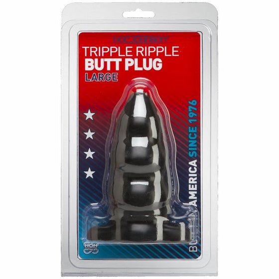 Triple Ripple Butt PlugLgBlack