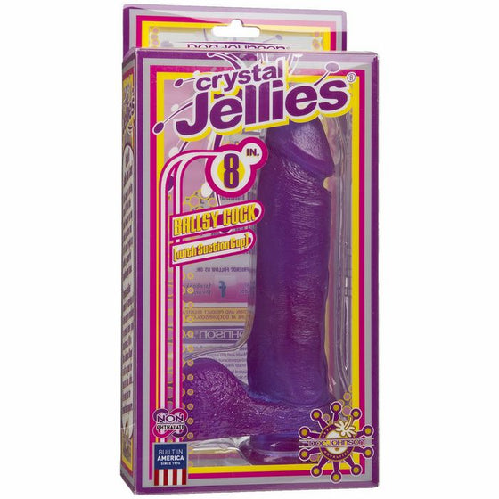 Crystal Jellies Ballsy Cock 8in Purple WSuction Cup