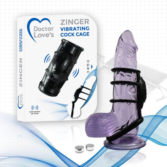 Doctor Love Zinger Vibrating Cock Cage Black