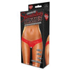 Crotchless Panties WPearl Beads Red Small