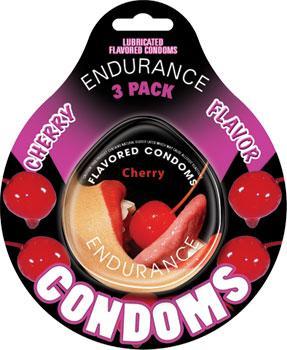 Endurance Flavored 3pk Condoms - Cherry