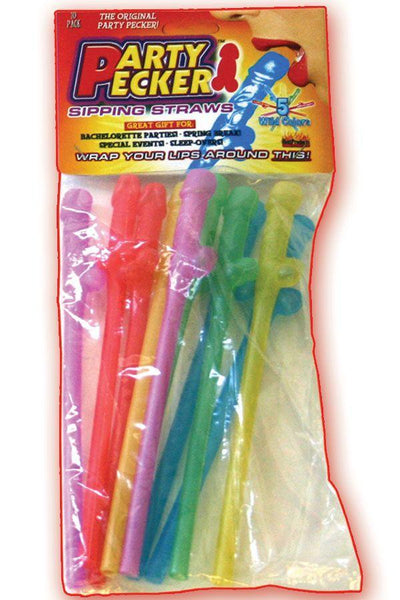 Party Pecker Sipping Straws - 10 Pack Assorted