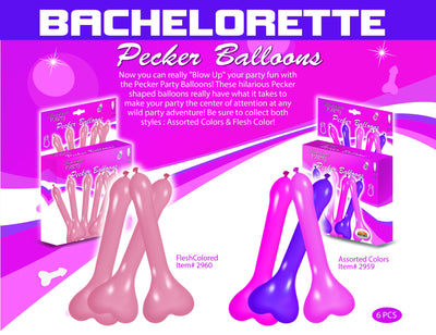 Pecker Balloons Asst 6 Pieces Box