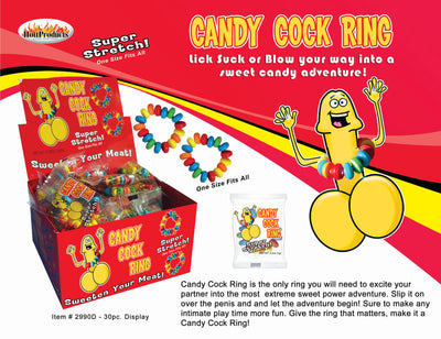 Candy Cock Ring 30 Pieces Display