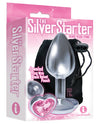 9's Silver Starter Heart Bejeweled Steel Plug Pink