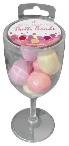 Wine Glass With 8 Wine Scented Bath Bombs