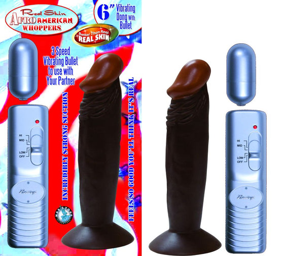 Afro American Whopper Vibrator 6in Brown