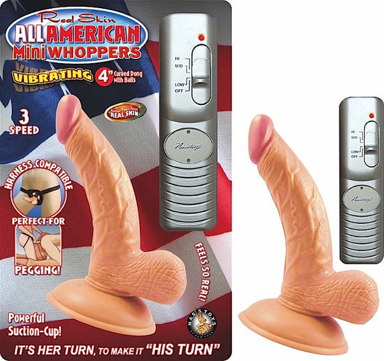 All American Mini Whoppers 4in Curved Dong Wballs Fles