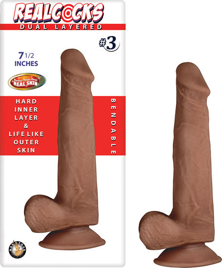 Real Cocks Dual Layered #3 Brown 7 1/2 "