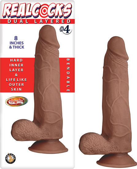 Real Cocks Dual Layered #4 Brown 8 "