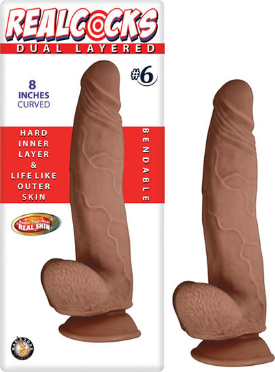 Real Cocks Dual Layered #6 Brown Curved 8 