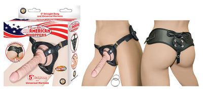 All American Whoppers 5 Straight Dong Flesh & Universal Harness