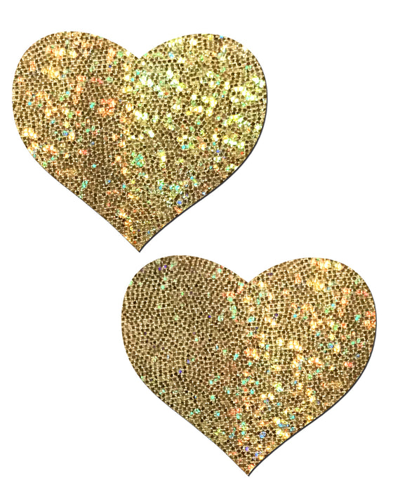 Pastease Gold Glitter Heart Nipple Pasties