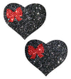 Sweety Black Glitter Heart With Red Glitter Bow