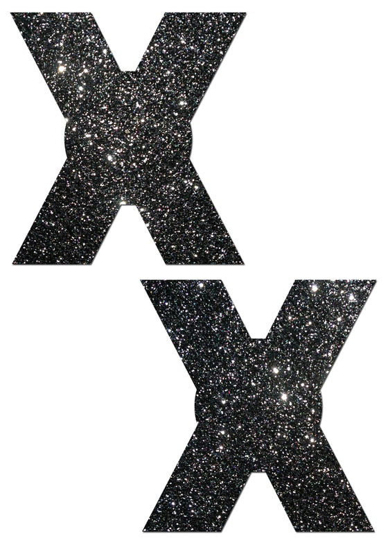 X Black Glitter X
