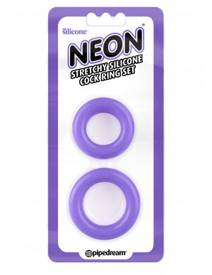 Neon Stretchy Silicone Cock Ring Set Purple