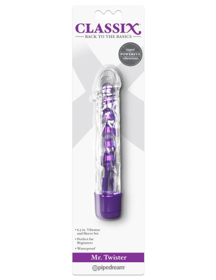 Classix Mr Twister Purple Metallic Vibrator W Tpe Sleeve