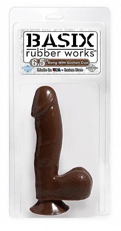 Basix Rubber Works 6.5in Dong WSuction Cup Brown