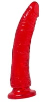 Basix Rubber Works Slim 7in Dong Red With Suction Cup