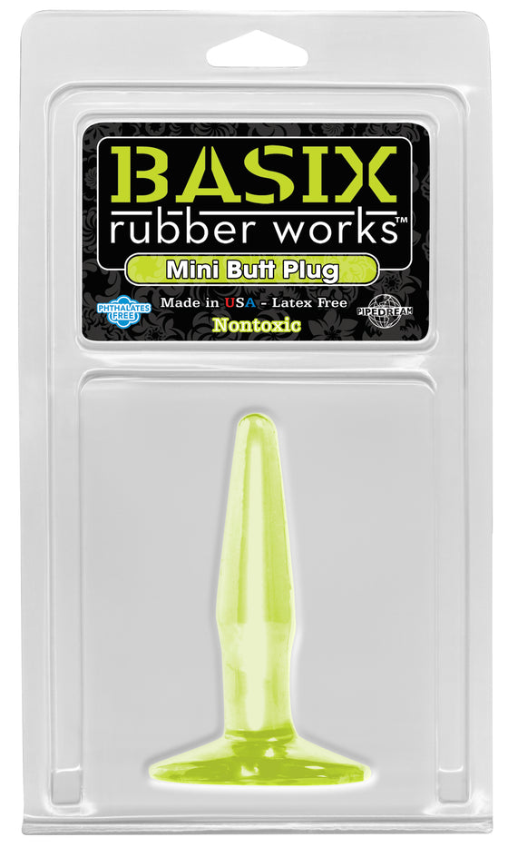 Basix Rubber Works Mini Butt Plug - Glow In The Dark