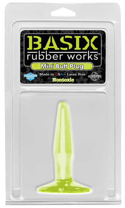 Basix Rubber Works Mini Butt Plug - Glow In The Dark