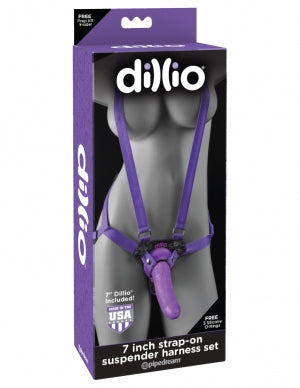 Dillio 7 Strap On Suspender Harness Set Purple 