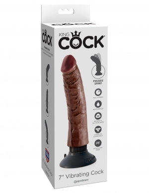 King Cock 7in Cock Brown Vibrating