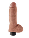 King Cock 8in Vibrating Tan With Balls