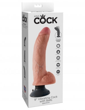 King Cock 9 In Cock WBalls Flesh Vibrating