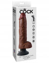 King Cock 10in Cock WBalls Brown Vibrating