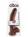 King Cock 9in Cock WBalls Brown