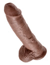 King Cock 10in Cock WBalls Brown