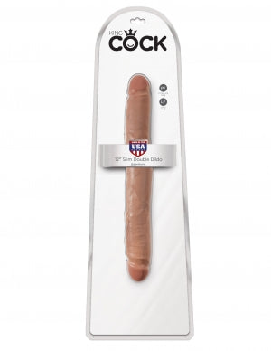 King Cock 12 Slim Double Dildo Tan "