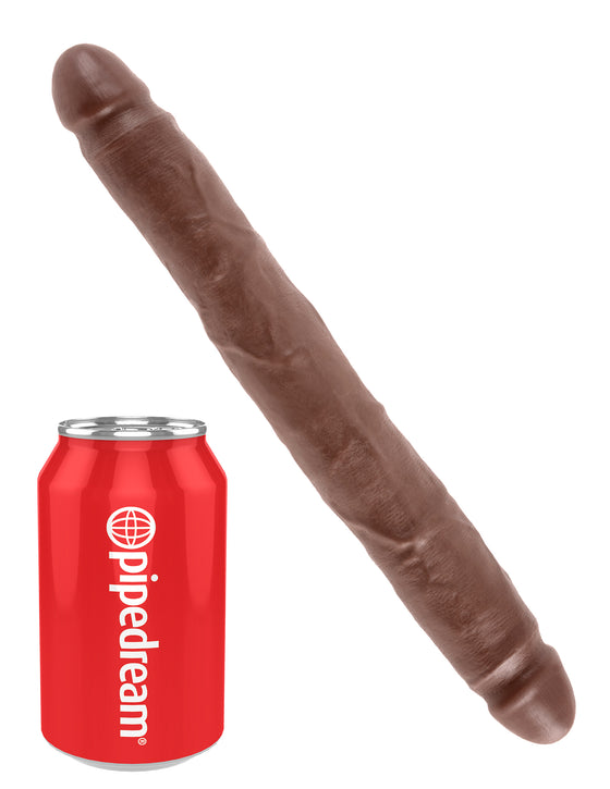 King Cock 12in Slim Double Dildo Brown