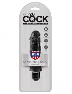 King Cock 5 Vibrating Stiffy Black Vibrator "