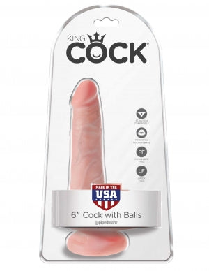 King Cock 6 Cock WBalls Flesh "