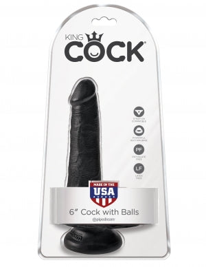 King Cock 6 Cock WBalls Black "